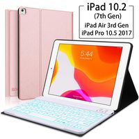 iPad Keyboard Case for iPad 10.2(7th Generation)- iPad Pro 10.5 (Air 3) - 7 Colors Backlight, Magnetically Detachable Wireless Keyboard - Folio Cover for New iPad 10.2" Inch, Rose gold