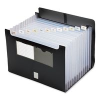 Smead Poly Desktop Expanding File, 12 Pockets, Flap and Cord Closure,  Letter Size, Black (70845)