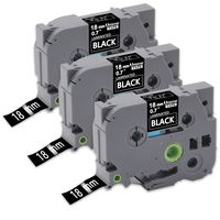 Tz Tape White on Black, P-Touch Laminated Label Tape Tze-345 Tz345 Compatible for Brother PT-P900W PT-P950NW PTD400AD PT-P700 PTD600 PT-1890C PTD600VP, 3/4Inch(18mm) x 26.2Feet(8m) 3-Pack