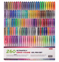 Shuttle Art 260 Colors Gel Pens Set 220% Ink Gel Pen for Adult Coloring Books Art Markers 130 Colored Gel Pens Plus 130 Refills