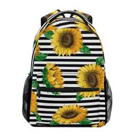 ALAZA Sunflowers On Stripes Large Backpack Personalized Laptop iPad Tablet Travel School Bag with Multiple Pockets for Men Women College