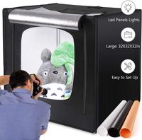 amzdeal Photography Light Box 32in Upgraded Photo Studio Professional Photography Tent with LED Light 3 Backdrops (White Black Orange)