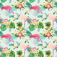 Leowefowa Vinyl Cartoon Pink Flamingo Backdrop 5X5FT Blooming Flowers Green Leaves Photography Background Kids Adults Party Decoration Wallpaper Photo Studio Props