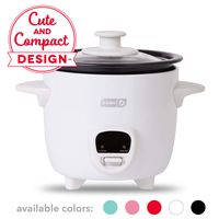 Dash DRCM200GBWH04 Mini Rice Cooker Steamer with Removable Nonstick Pot, Keep Warm Function & Recipe Guide, 2 cups, for Soups, Stews, Grains & Oatmeal, White