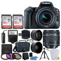 Canon EOS Rebel SL2 Digital SLR Camera + EF-S 18-55mm f/4-5.6 is STM Lens + 64GB Memory Card + Wide Angle & Telephoto Lens + RS-60 Remote + Filter Kit + Canon 100ES Case - Valued Accessory Bundle