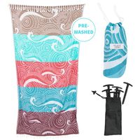 100% Turkish Cotton Beach Towel with Travel Bag and Sand Stakes - Large Designer Peshtemal Hammam Bath Towels for Pool, Spa, Yoga - Ultra Absorbent, Soft, Sand Free, Lightweight, Quick Dry