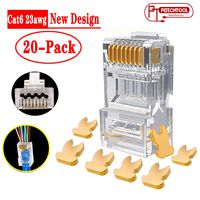 RJ45 Cat6a Cat6 Large Connector Gold Plated 8P8C Pass Through End for 23AWG（20Packs）
