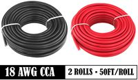 18 AWG (American Wire Gauge) CCA Primary Wire | 50 ft Red & Black | Also Available in 14 & 16 Ga