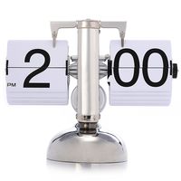 KABB Modern Digital Mechanical Retro Flip Dоwn Clock wіth Internal Gear Operated (White)