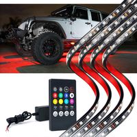Lumenix Car Underglow Neon Led Light Kit with Remote Control, High Intensity 5050 SMD Multi-Color Underbody RGB Strip Light System with Sound Active for Car, Truck Offroad Jeep Vehicle - 4Pcs