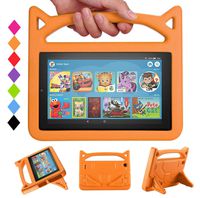 Tablet 7 2019 Case Kids - SHREBORN Kids Shock Proof Protective Cover with Handle and Foldable Stand for 7 Inch Tablet (Compatible with 9th Generation 2019 & 7th Generation 2017)-Orange