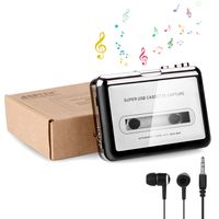 Cassette to MP3 Converter, AGPtek Portable Cassette Tape Recorder Player Capture Convert Box for Mac PC with Headphone USB Cable and Software