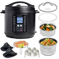 Yedi 9-in-1 Total Package Instant Programmable Pressure Cooker, 6 Quart, Deluxe Accessory kit, Recipes, Pressure Cook, Slow Cook, Rice Cooker, Yogurt Maker, Egg Cook, Sauté, Steamer, Black