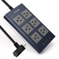 15A Power Strip Surge Protector JACKYLED Piggyback Plug 3.1A USB Ports 9.8ft Heavy Duty Extension Cord 6 Wide Space AC Outlets Desktop Charging Station Universal for Home Kitchen Office Dormitory