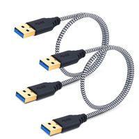 USB to USB 3.0 Cable, Besgoods 2-Pack 1.5ft Short Braided USB 3.0 A to A Cable - A Male to Male USB Cable Cord for Laptop Cooling Pad, DVD Players, Hard Drive Enclosures, White