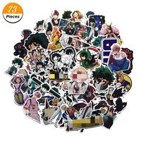 WerNerk My Hero Academia Anime Cartoon Laptop Stickers Waterproof Decal Bumper No-Duplicate Skateboard Pad MacBook Car Snowboard Bicycle Luggage Decor(73PCS)