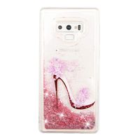 Miagon Liquid Silicone Case for Samsung Galaxy Note 9,Soft Glitter Shockproof Cover Floating Bling Sparkle Shiny Quicksand Liquid Clear Protective Case Phone Case Cover-Pink High Heels