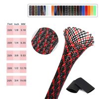 PET Expandable Braided Sleeving with Heat Shrink Tube for PC Cords,25ft 0.125 inch Braided Sleeving to Prevent Pets from Chewing Electrical Wire, BlackRed