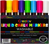 Liquid Chalk Markers Chalkboard Pens - 8 Pack Window Marker Chalk Pens for Blackboards Erasable Chalk Blackboard Pen Chalkboards Washable Wet Dry Erase Glass Markers Non Toxic Safe & Easy to Use
