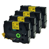 GREENCYCLE 4 Pack Black on Yellow Label Tape Compatible for Brother TZE 641 TZe641, 3/4 Inch, PT-H300 Labeling Maker