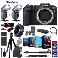 Canon EOS RP Mirrorless Digital Camera (Body Only) + 2 Flash System with Deluxe Accessory Kit (4-Pack Photo/Video Editing Software, Pro Microphone w/Windshield and More)