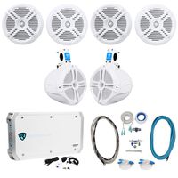 4 Rockville RMSTS65S 6.5" 1600w Marine Boat Speakers+2 Wakeboards+Amp+Wire Kit