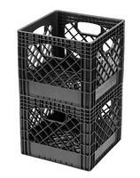 Buddeez MC01016BLK Milk Crates, 16-Quart, Black, 2-Pack
