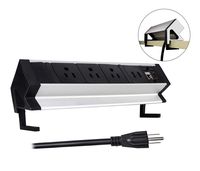 Desk Clamp Mount Power Strip Removable Desktop Power Socket with 3 AC Outlet & Dual USB & 1 RJ45 & 1 HDMI, Multi-Outlets Charging Station for Home Office, Stainless Steel and Aluminum Alloy Surface