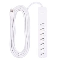 GE Power Strip Surge Protector, 7 Outlets, Fast Charge, Extra Long Power Cord, 25ft, Wall Mount, White, 36361