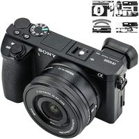 Anti-Scratch Camera Body Cover Sticker Protector for Sony A6500 + 16-50mm Lens, Anti-Slide Grip Holder Skin Guard Shield - Leather Texture Film
