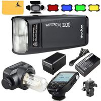 Godox AD200 TTL 2.4G HSS 1/8000s Pocket Flash Light Double Head 200Ws 2900mAh Lithium Battery+Godox XPro-F Flash Trigger Transmitter Compatible for Fuji Cameras
