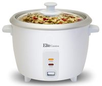 Elite Cuisine ERC-003 Electric Rice Cooker with Automatic Keep Warm Makes Soups, Stews, Grains, Hot Cereals, 6 Cooked (3 Cups Uncooked), 6 Cups Cups), White