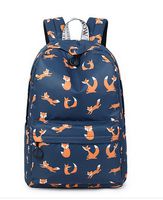 Acmebon Water Resistant Fashion College Backpack with 15.6" Laptop Pouch Cute Bookbag for Teen Girls Blue Fox