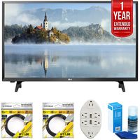 LG LJ500B Series 32" Class LED HDTV 2017 Model (32LJ500B) with 2X 6ft High Speed HDMI Cable, Transformer Tap USB w/ 6-Outlet, Screen Cleaner for LED TVs & 1 Year Extended Warranty