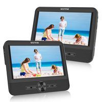 WONNIE 7.5'' Dual Car DVD Player, Headrest Video Player, USB/SD/MMC Card Readers, Built-in 5 Hours Rechargeable Battery, Last Memory and Regions Free(1 Host +1 Monitor)