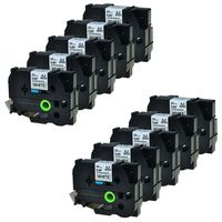 GREENCYCLE Replacement Strong Label Tape Compatible for Brother Tz-S251 TzeS251 Tze-S251 Black on White 24mm Label Maker (10pack, TZE-S251)