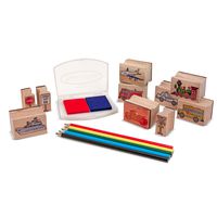 Melissa & Doug Vehicles Wooden Stamp Set (10 Stamps, Stamp Pad, Colored Pencils, Great Gift for Girls and Boys - Best for 4, 5, 6, and 7 Year Olds)