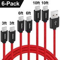 CLEEFUN USB Type C Charger Cable/Cord [6-Pack, 3/3/6/6/10/10 ft] Fast Charging Nylon Braided USB C Cable for Samsung Galaxy S10e S10 S9 S8 Plus S10+ S9+, Note 10/Note 9/Note 8, LG G7 G6 G5 V40 V35 V30
