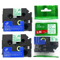 LM Tapes - 2/Pack Premium 1/2" Green Print on Clear Label Compatible with P-Touch Tape and Comes with a Great Tape Color/Size Guide for Easy reordering.