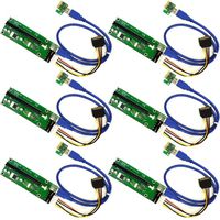 6 PACK PCIE riser cable VER 006 or Ver006C PCI-E 16x to 1x Powered Riser Adapter Card USB 3.0 Extension Cable 4pin MOLEX to SATA Power Cable - GPU Riser Adapter - Ethereum Mining ETH miner cable rig