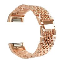 feuy for Fitbit Charge 2 Replacement Wristbands Adjustable Stainless Steel Metal Fitbit Charge 2 Bands Bracelet with Rhinestone Bling Silver Rose Gold Black