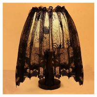 Aviat Halloween Lamp Cover, Knitted Curtain Terror Spider Web Bats, Black Lace, Washable,Lamp Shade Decor for Parties,Holiday Dinner,Restaurant,Home,Living Room Bedroom. (Black)