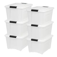 IRIS USA, Inc TB-28 32 Quart Stack & Pull Box, Multi-purpose Storage Bin, 6 Pack, Pearl