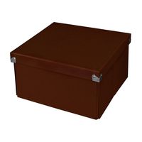 Pop n' Store Decorative Storage Box with Lid, Collapsible and Stackable, Medium Square Box, Interior Size (9.75"x9.75"x5.75"), Brown
