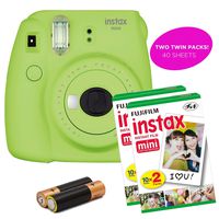 Fujifilm - Instax Mini 9 Instant Camera Product Bundles | Film Pack Options | Renewed (Mini 9 + 2 Film Packs, Lime Green)