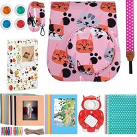 Katia Instant Camera Accessories Bundle Compatible for Fujifilm Instax Mini 9 / Mini 8+ / Mini 8 Instant Film Camera. Includes Camera Case, Album, Frame, Stickers, Strap,etc - Orange cat