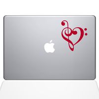 The Decal Guru 1947-MAC-13A-DR Music Heart Decal Vinyl Sticker, 13" MacBook Air, Red