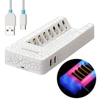 AAA Battery Charger,Momen 8 Bay AA Battery Charger with LED Light Indication for Rechargable AA/AAA Battery