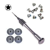 RION TECH 4 Pack Rubber Case Feet + Set of 10pcs Repair Replacement Screw + 1pcs 5 point Pentalobe Screwdriver for Unibody Macbook Pro Retina A1425 A1502 A1398 13" 15" Bottom Case(Retina)