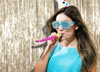 Pack of 1 Pale Champagne Metallic Tinsel Foil Fringe 3 x 8 Feet Curtain Photo Booth Props for Birthday Bachelorette Wedding Engagement Baby Shower Graduation Retirement Party Decorations